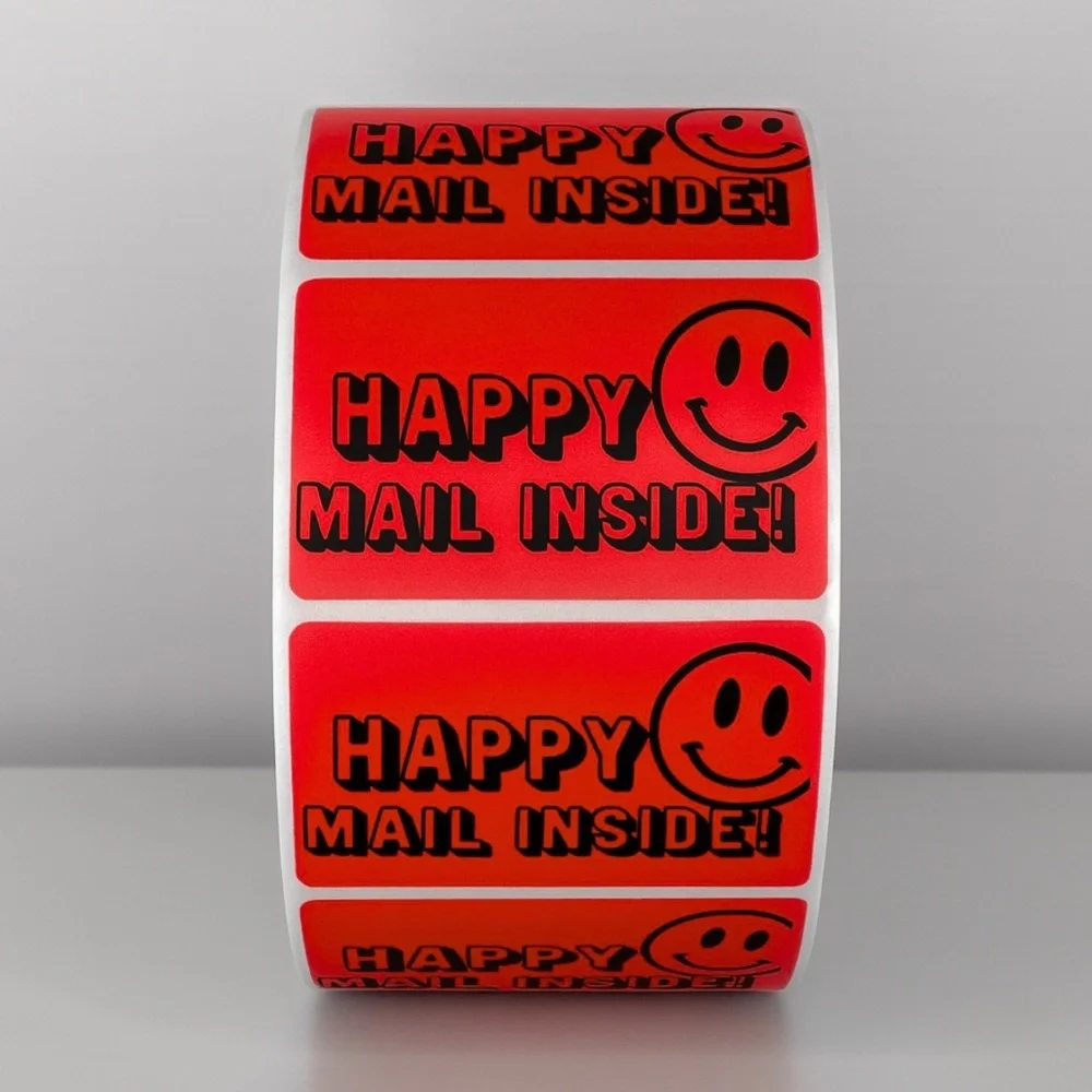 Happy Mail Inside Stickers | Smiley Face Labels for Cute Packaging & Shipping